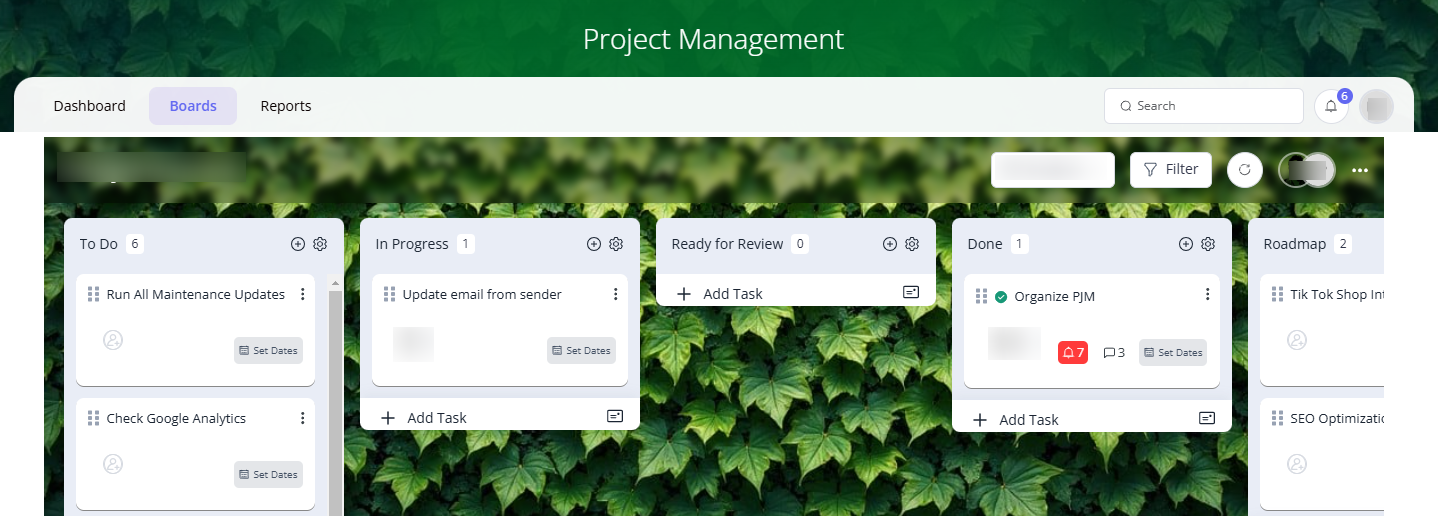 RocketIvy Project Management Dashboard