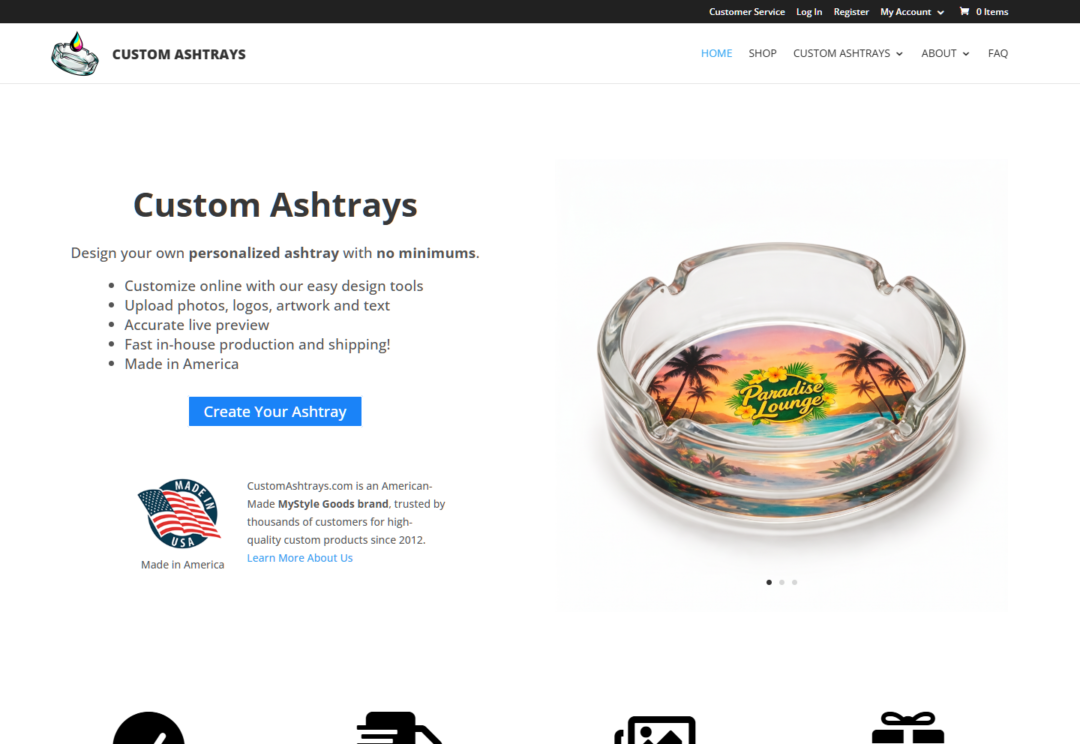 CustomAshtrays.com - Screenshot