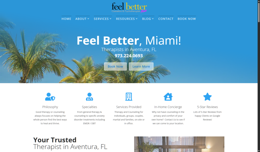 Feel Better Miami - Therapist Website